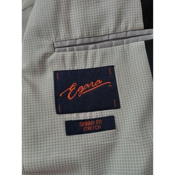 Egara Solid Black Skinny Fit Stretch Suit Jacket Blazer Men's Size 38 Regular - Picture 3 of 12